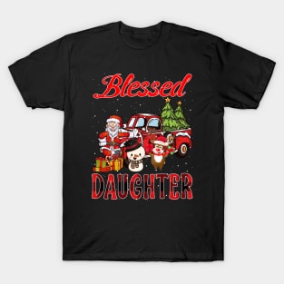 Blessed Daughter Red Plaid Christmas T-Shirt